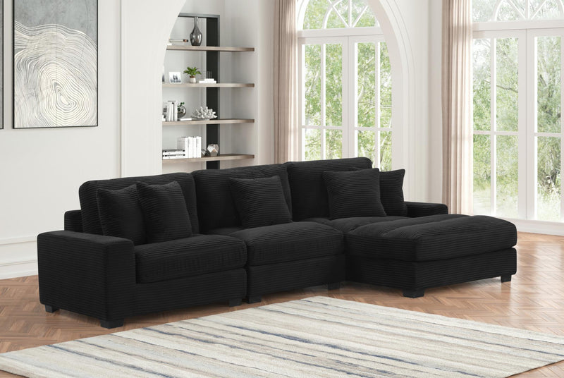 Carla - Black 3PC Sectional (LAF Chair, Armless Chair and RAF Chaise ) - S515-Sectional-3PC