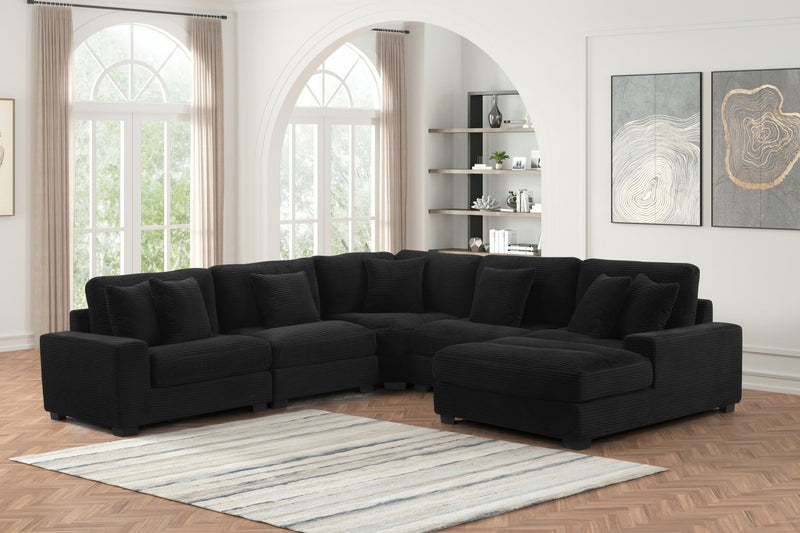 Carla - Black 5PC Sectional (LAF Chair, 2 Armless Chairs, Wedge and RAF Chaise ) - S515-Sectional-5PC