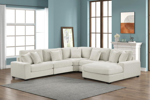 Carla - Cream 5PC Sectional (LAF Chair, 2 Armless Chairs, Wedge and RAF Chaise ) - S517-Sectional-5PC