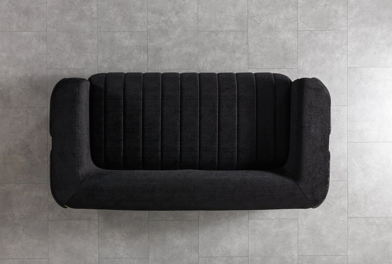 Carlina Black Velvet Loveseat - CARLINABK-L
