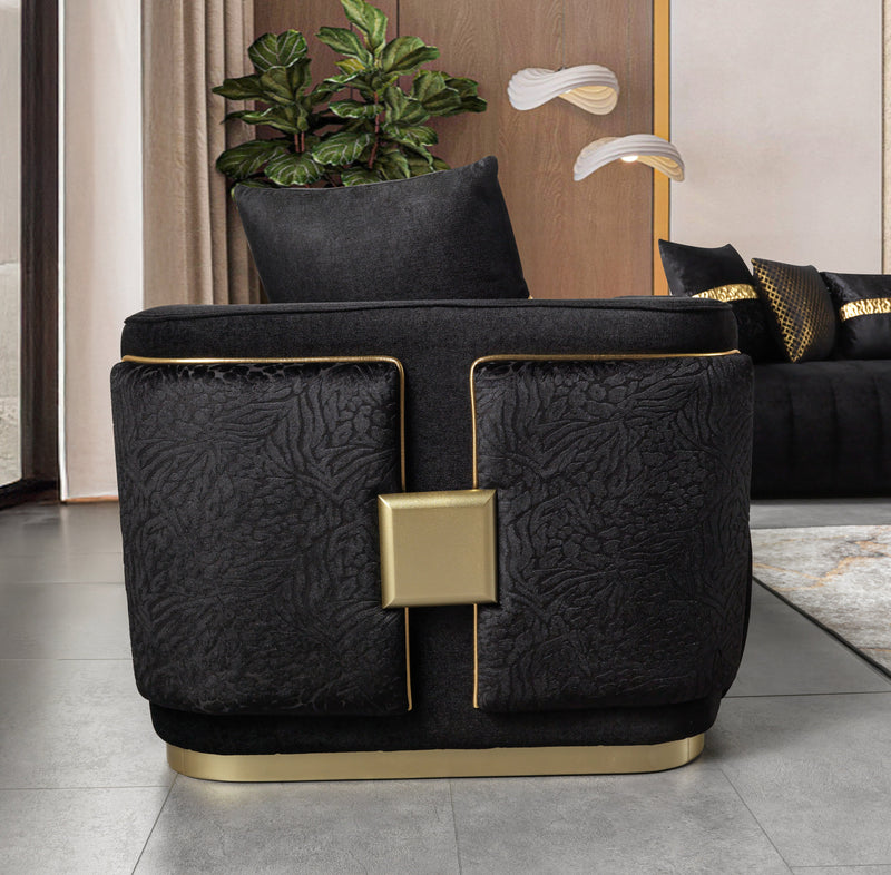 Carlina Black Velvet Sofa & Loveseat - CARLINABK-SL