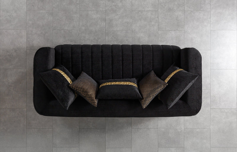 Carlina Black Velvet Sofa & Loveseat - CARLINABK-SL