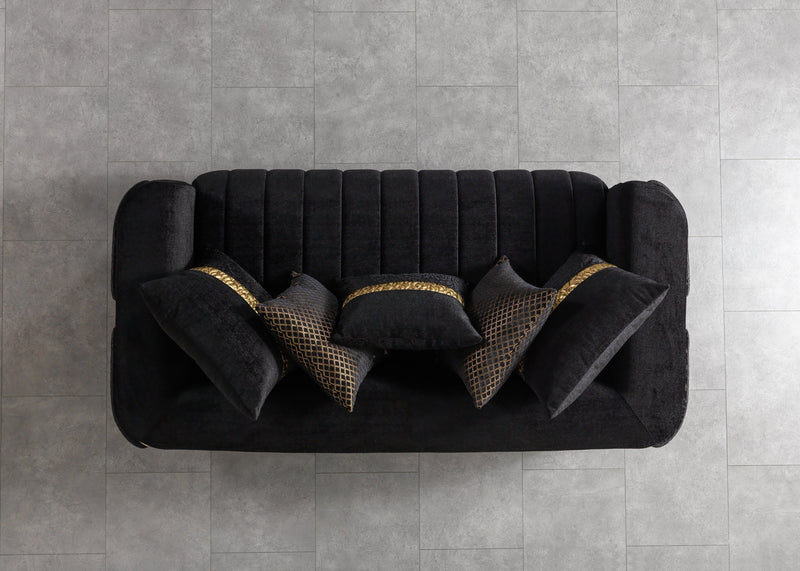 Carlina Black Velvet Sofa & Loveseat - CARLINABK-SL
