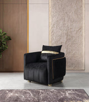 Carlina Black Velvet Sofa & Loveseat - CARLINABK-SL