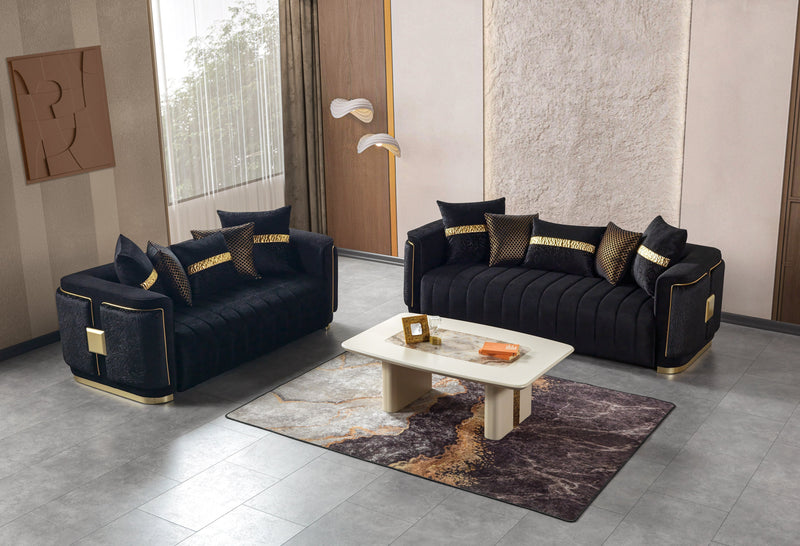 Carlina Black Velvet Sofa & Loveseat - CARLINABK-SL