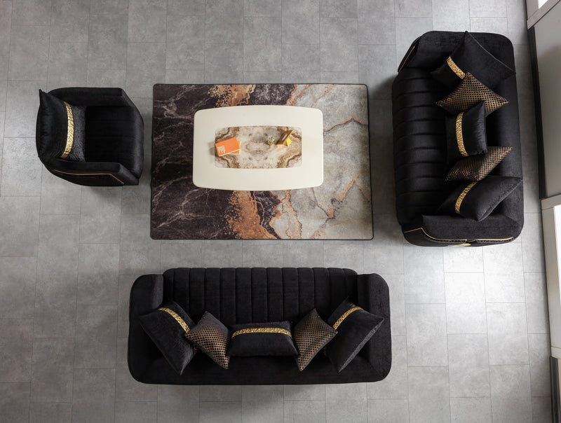 Carlina Black Velvet Sofa & Loveseat - CARLINABK-SL