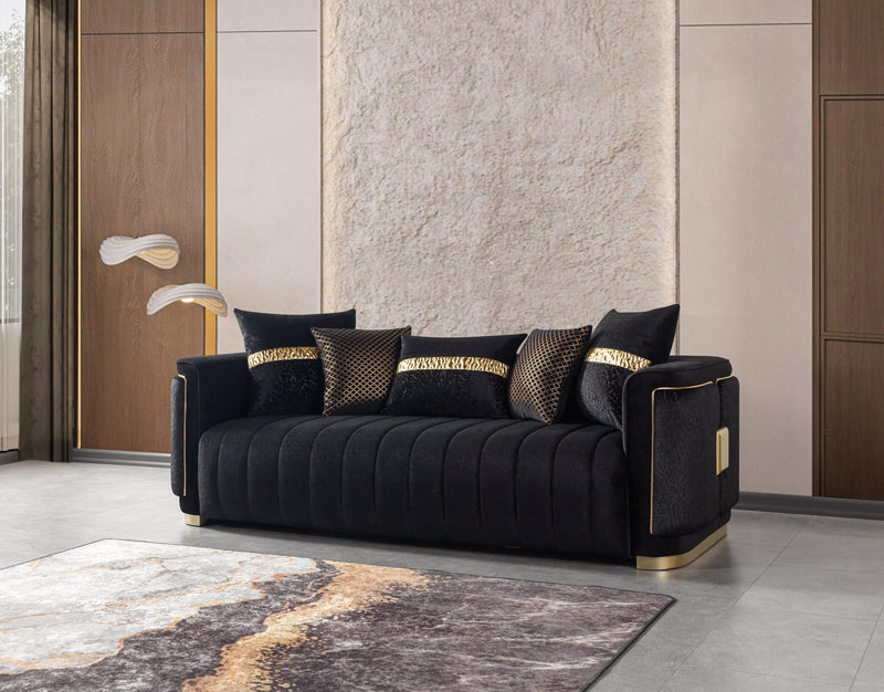 Carlina Black Velvet Sofa & Loveseat - CARLINABK-SL