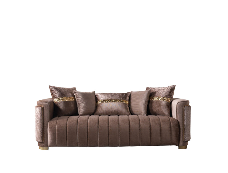 Carlina Coffee Velvet Sofa - CARLINACOF-S