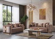 Carlina Coffee Velvet Sofa - CARLINACOF-S