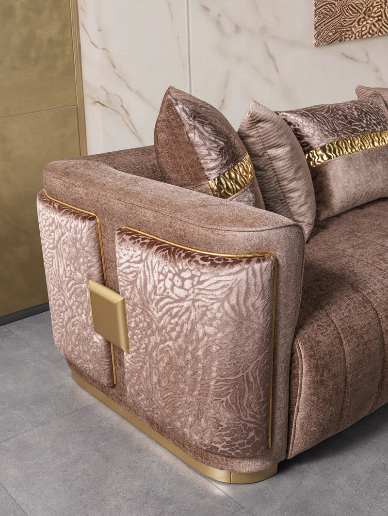 Carlina Coffee Velvet Sofa - CARLINACOF-S