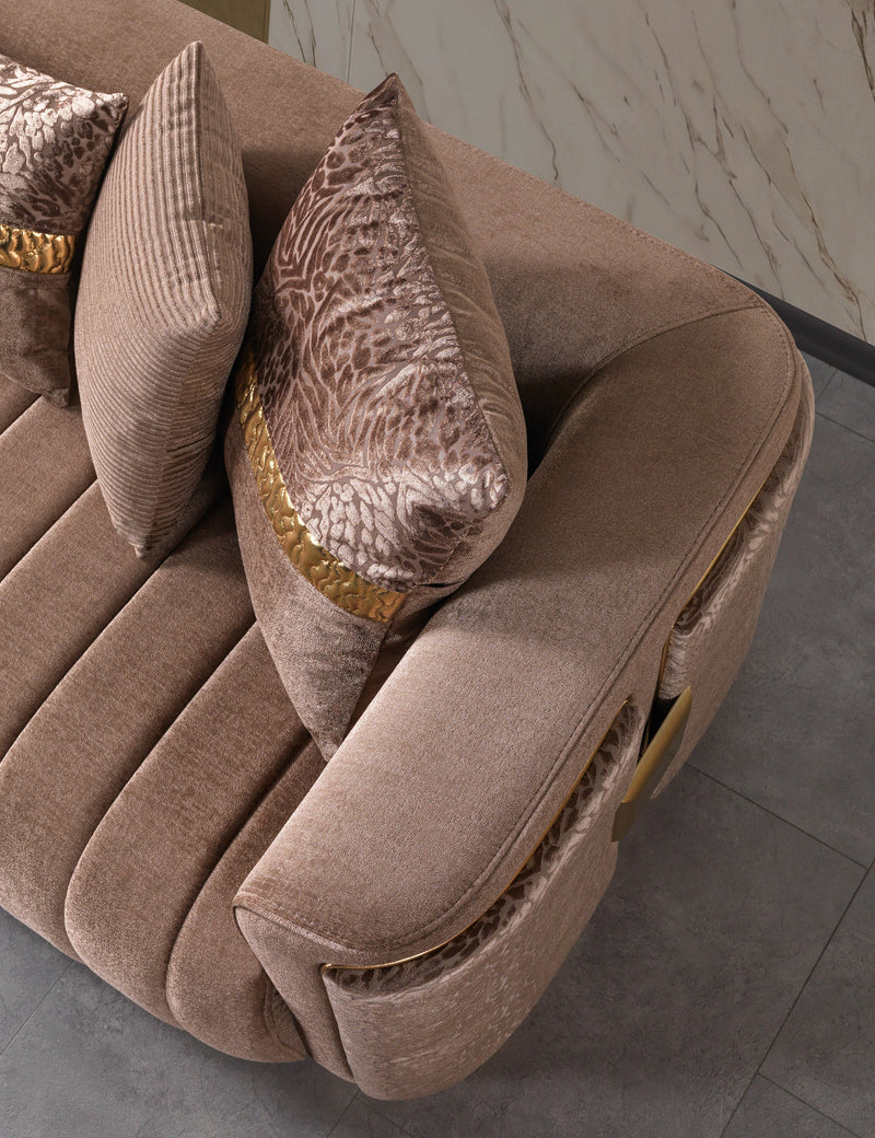Carlina Coffee Velvet Sofa - CARLINACOF-S
