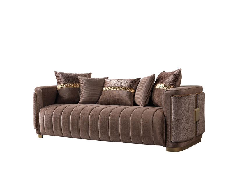 Carlina Coffee Velvet Sofa - CARLINACOF-S