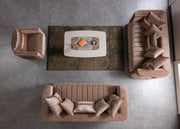 Carlina Coffee Velvet Sofa & Loveseat - CARLINACOF-SL