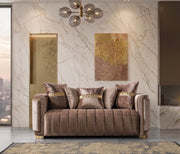 Carlina Coffee Velvet Sofa & Loveseat - CARLINACOF-SL