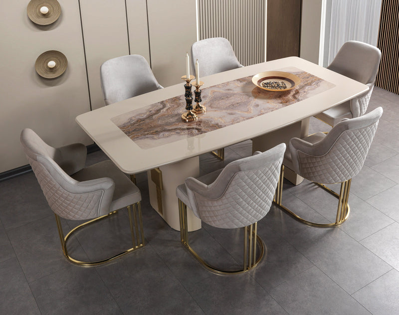Carlina Ivory 7-Piece Dining Set - CARLINA DS-7PC