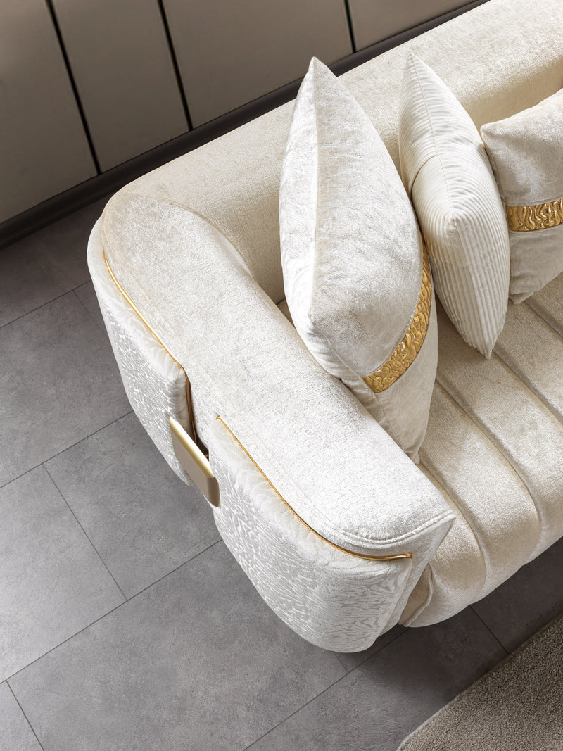 Carlina Ivory Velvet Sofa - CARLINAIV-S