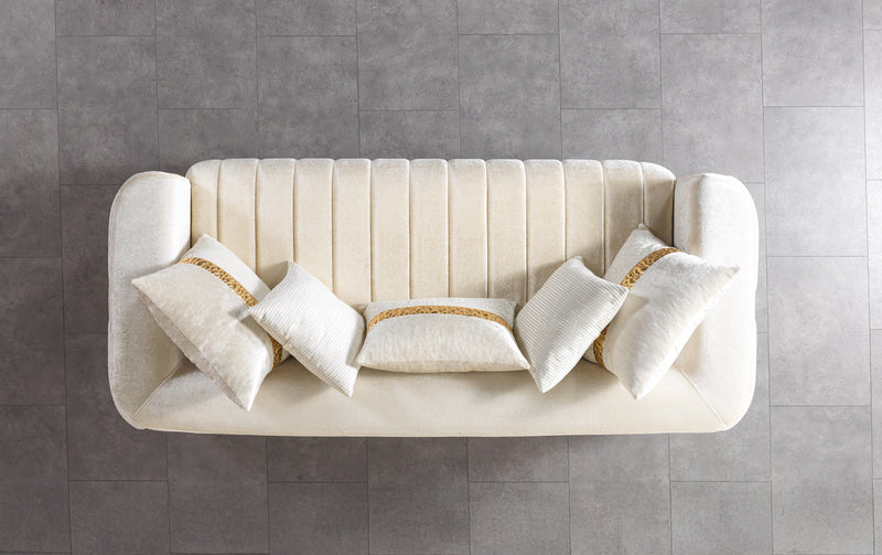 Carlina Ivory Velvet Sofa - CARLINAIV-S