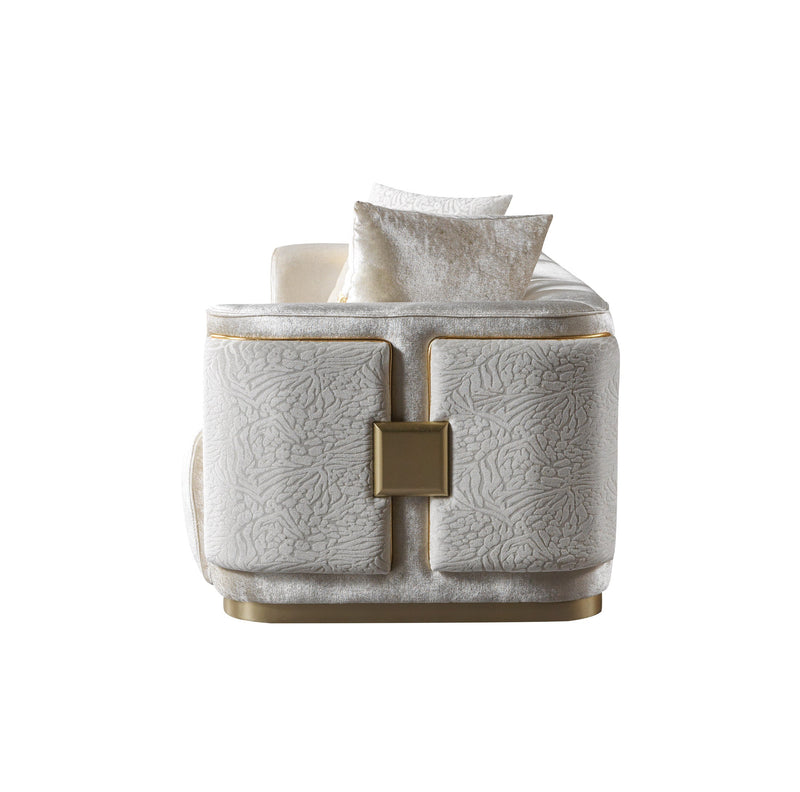 Carlina Ivory Velvet Sofa - CARLINAIV-S