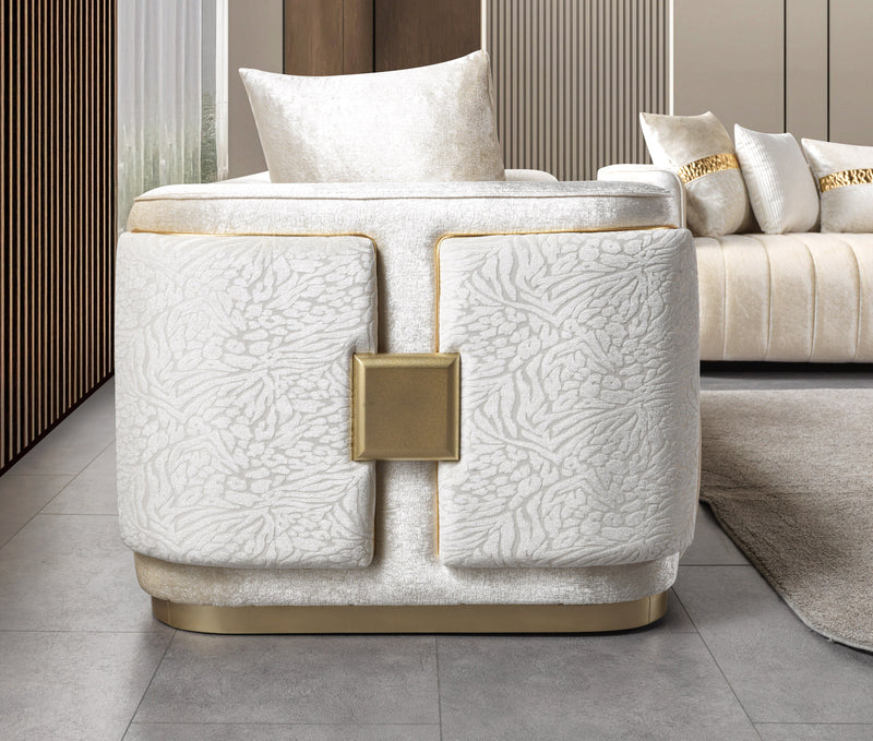 Carlina Ivory Velvet Sofa & Loveseat - CARLINAIV-SL