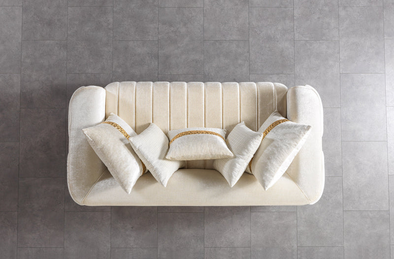 Carlina Ivory Velvet Sofa & Loveseat - CARLINAIV-SL