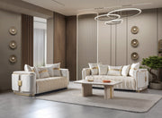 Carlina Ivory Velvet Sofa & Loveseat - CARLINAIV-SL