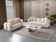 Carlina Ivory Velvet Sofa & Loveseat - CARLINAIV-SL