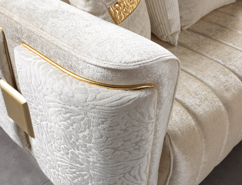 Carlina Ivory Velvet Sofa & Loveseat - CARLINAIV-SL