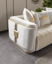 Carlina Ivory Velvet Sofa & Loveseat - CARLINAIV-SL