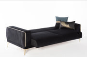 Carlino 3 Seat Sleeper (Napoly Black) 4 Pieces - Gate FurnitureSleeper Sofa