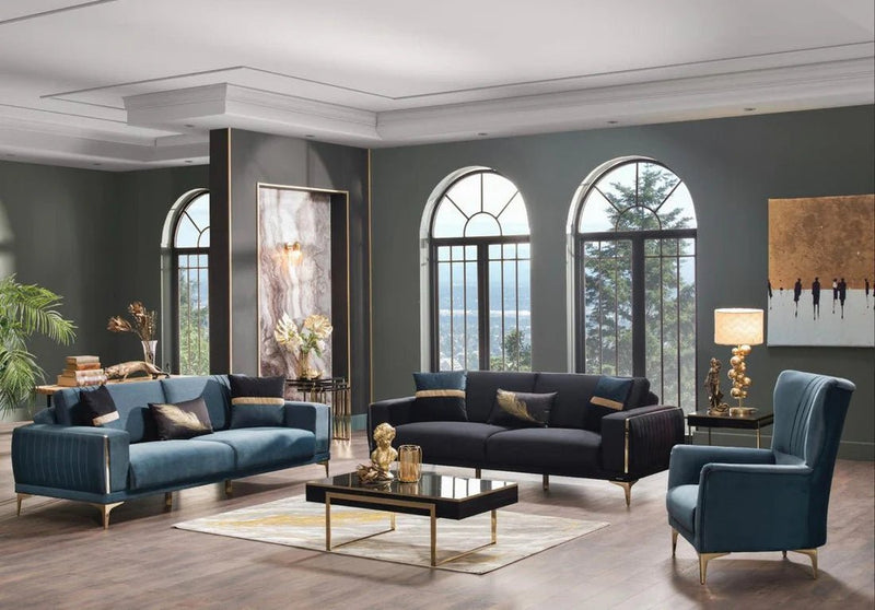 Carlino Sleeper (Napoly Black & Green) Living Room Set - Gate FurnitureLiving Room Set