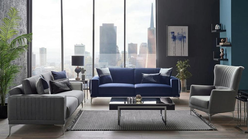 Carlino Sleeper (Napoly Navy Blue & Gray) Living Room Set - Gate FurnitureLiving Room Set