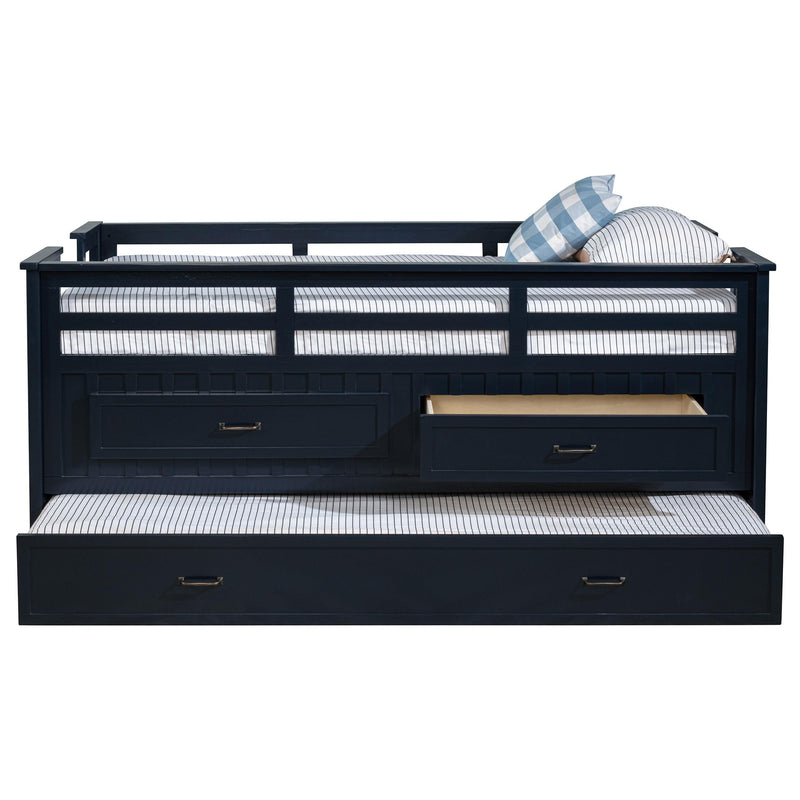 Carlsbad Wood Twin Captains Bed With Trundle Navy Blue - 401980T