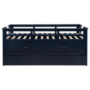 Carlsbad Wood Twin Captains Bed With Trundle Navy Blue - 401980T
