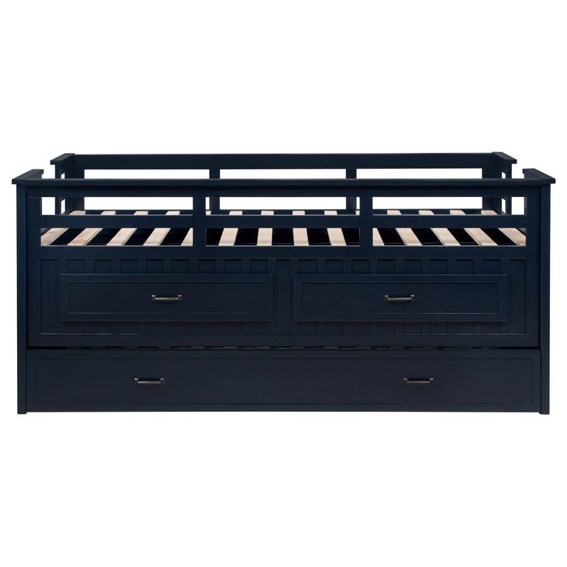 Carlsbad Wood Twin Captains Bed With Trundle Navy Blue - 401980T