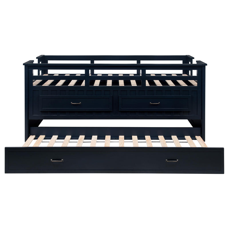 Carlsbad Wood Twin Captains Bed With Trundle Navy Blue - 401980T