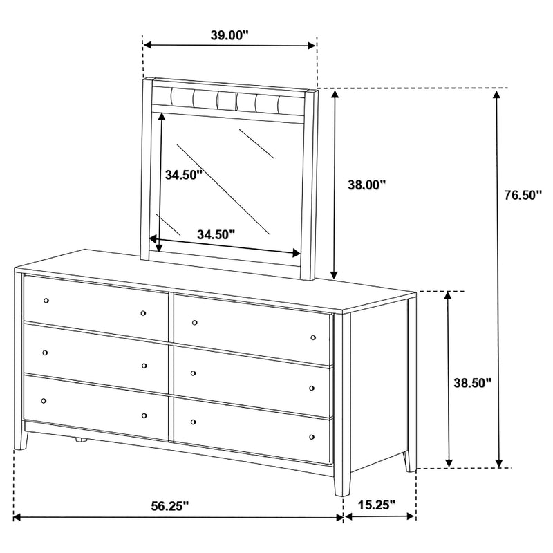 Carlton 6-drawer Dresser with Mirror Cappuccino - 202093M