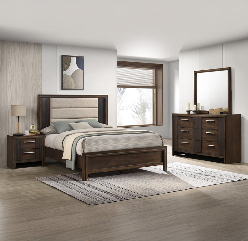 Carlton Brown Upholstered Panel Bedroom Set - Gate FurnitureBedroom Set