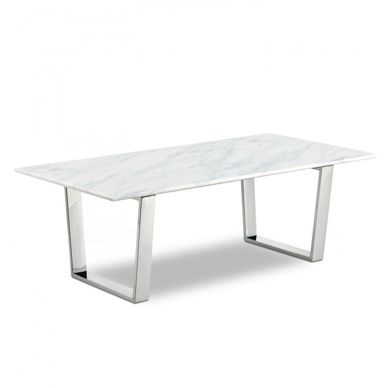 Carlton Marble Veneer Top And Chrome Steel Base Coffee Table in Chrome - 235-C