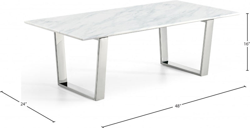 Carlton Marble Veneer Top And Chrome Steel Base Coffee Table in Chrome - 235-C