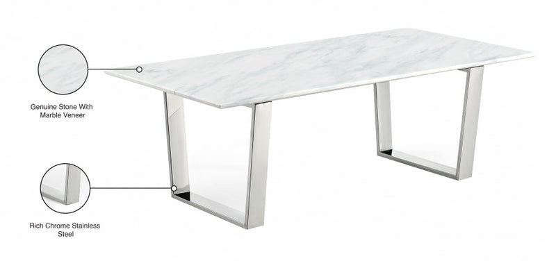 Carlton Marble Veneer Top And Chrome Steel Base Coffee Table in Chrome - 235-C
