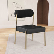 Carly Boucle Fabric And Vegan Leather Upholstered Dining Chair in Black, Set of 2 - 586Black-C