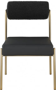 Carly Boucle Fabric And Vegan Leather Upholstered Dining Chair in Black, Set of 2 - 586Black-C