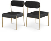 Carly Boucle Fabric And Vegan Leather Upholstered Dining Chair in Black, Set of 2 - 586Black-C