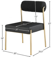 Carly Boucle Fabric And Vegan Leather Upholstered Dining Chair in Black, Set of 2 - 586Black-C