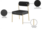Carly Boucle Fabric And Vegan Leather Upholstered Dining Chair in Black, Set of 2 - 586Black-C