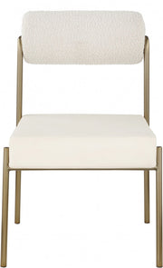 Carly Boucle Fabric And Vegan Leather Upholstered Dining Chair in Cream, Set of 2 - 586Cream-C
