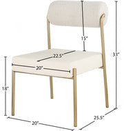 Carly Boucle Fabric And Vegan Leather Upholstered Dining Chair in Cream, Set of 2 - 586Cream-C