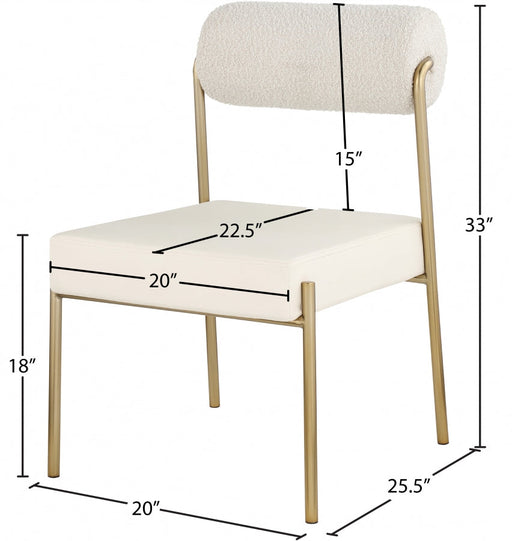 Carly Boucle Fabric And Vegan Leather Upholstered Dining Chair in Cream, Set of 2 - 586Cream-C