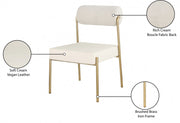 Carly Boucle Fabric And Vegan Leather Upholstered Dining Chair in Cream, Set of 2 - 586Cream-C