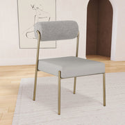 Carly Boucle Fabric And Vegan Leather Upholstered Dining Chair in Taupe, Set of 2 - 586Taupe-C
